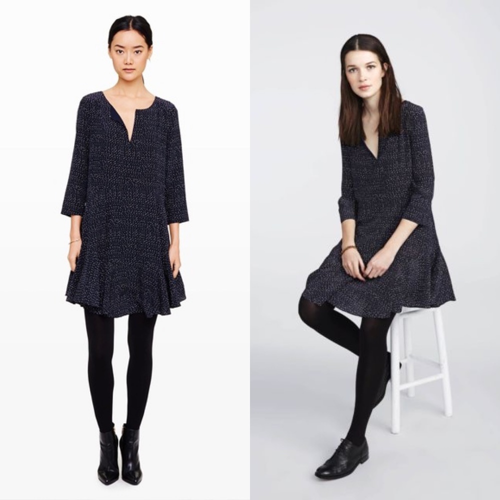 Club Monaco Junelle Silk Drop Waist Ruffle Dress